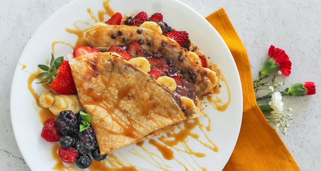 Crepas de Pancakes con Chocolate y Caramelo
